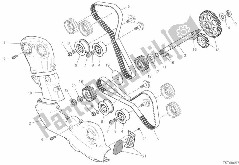 All parts for the Timing System of the Ducati Multistrada 950 S SW Brasil 2020